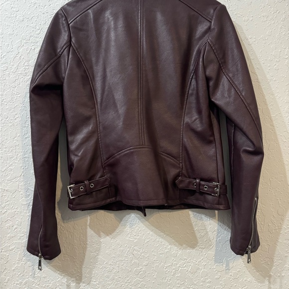 a.n.a Women's Burgundy Pleather Moto Jacket - Picture 5 of 5